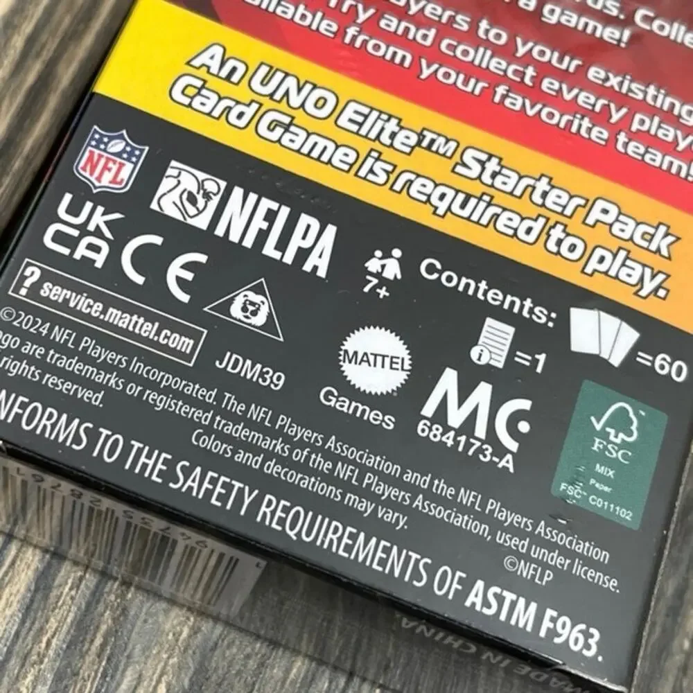UNO Elite NFL 2024 Core Edition Draft Pack 56 Cards Mattel Games Lot of 3‎